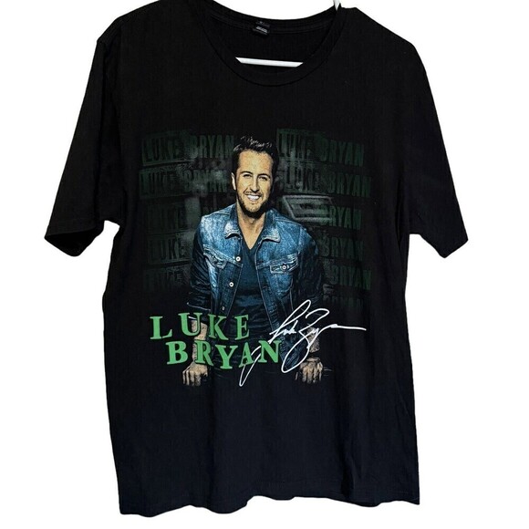 Luke Bryan Kick Up The Dust Band Tour Tee 2015 Black Double Sided EUC Large - Picture 1 of 6